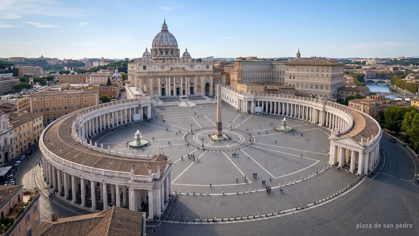 La Plaza de San Pedro con la columnata de Bernini y el obelisco en el centro (imagen generada)