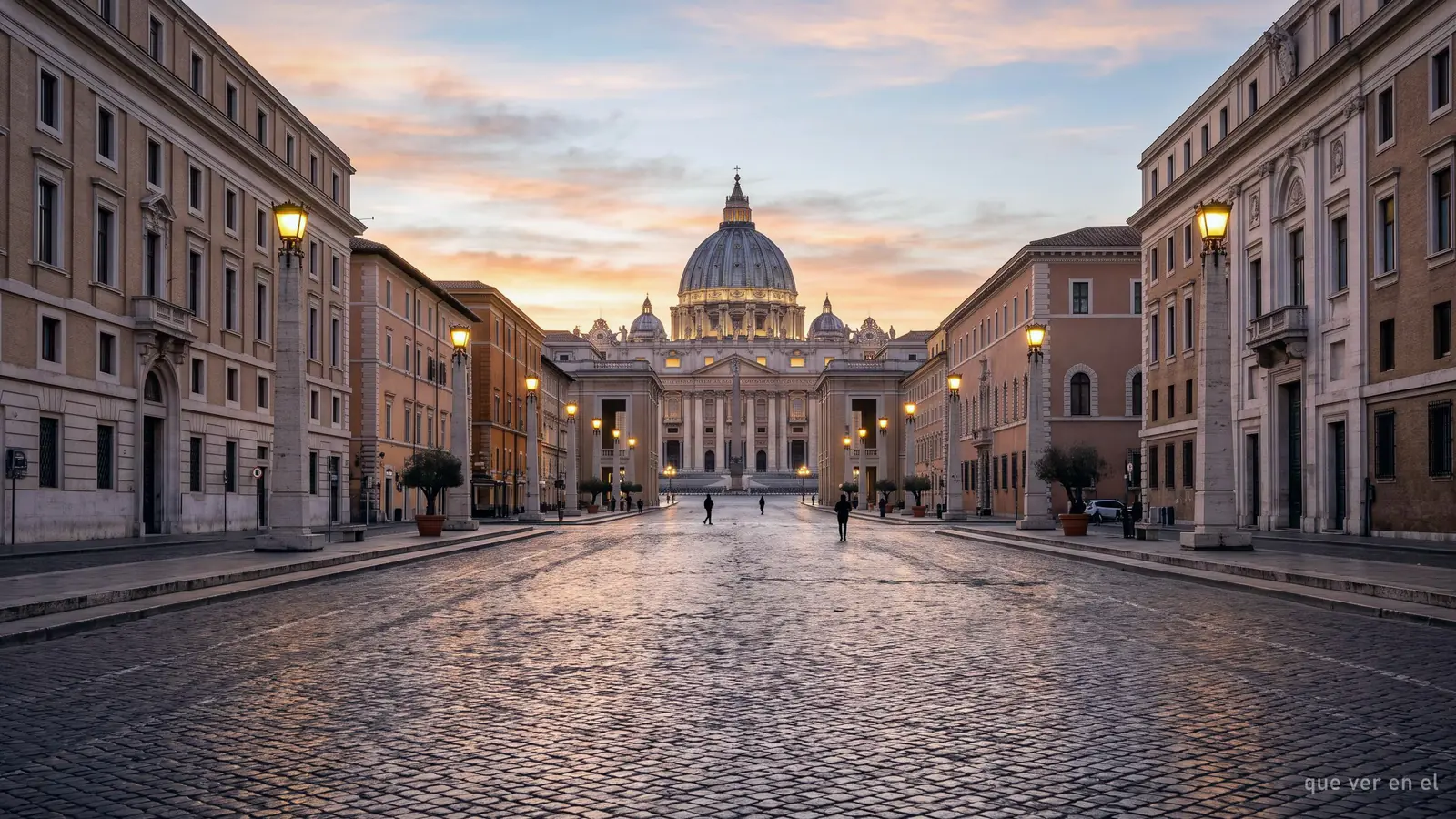 La Via della Conciliazione hacia la Basílica de San Pedro a primera hora (imagen generada)